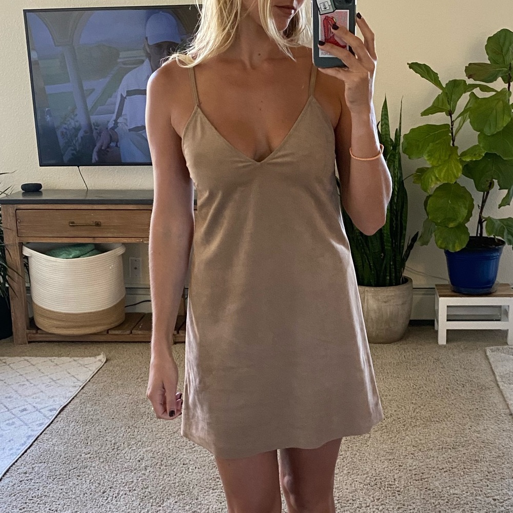Wilfred Free faux suede sand dress.